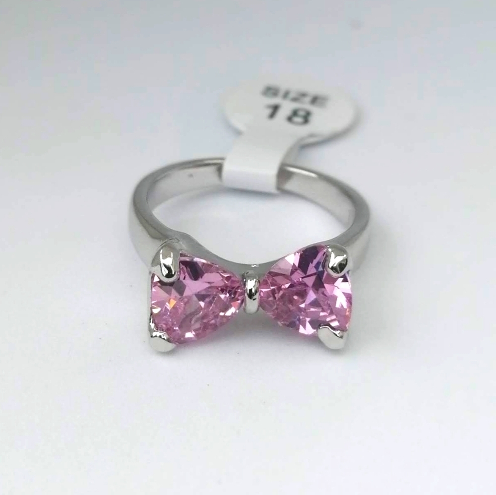 14k Real White Gold Plated Ring Silver Pink